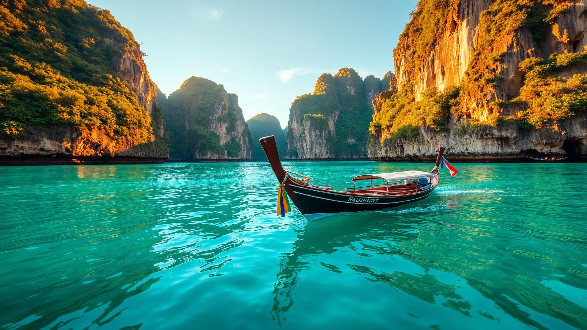 Longtail boat in Krabi turquoise waters